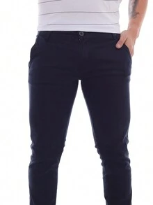 Calça Masculina Sarja Esporte Fino - Azul Marinho - Visão 3