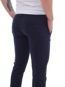 Calça Masculina Sarja Esporte Fino - Azul Marinho - Visão 5