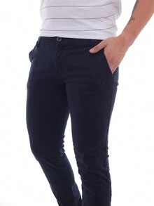 Calça Masculina Sarja Esporte Fino - Azul Marinho - Visão 4