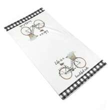 2入組花卉自行車廚房碗盤毛巾、手巾水牛格子織圖案、乾燥烘烤烹飪布料、季節性廚房裝飾、18x26英寸 - 黑與白 - 查看 3