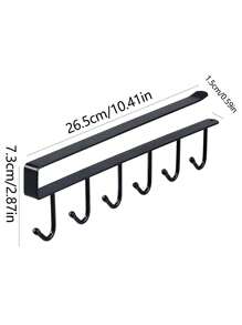 White Kitchen Seamless And Nail-free 6-hook Rack, Cupboard Storage Hanger Multi-functional Wardrobe Door Hook Coat Rack - White - View 3