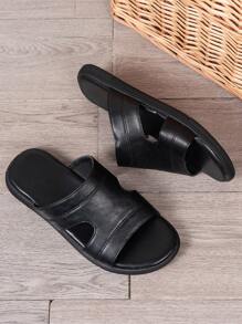 Spring To Summer Premium Fashionable Business Men's Slippers - Black - View 5