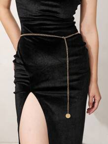 1 件圆形吊坠金属链腰链，105 厘米派对万圣节 - 金色 - 查看 1