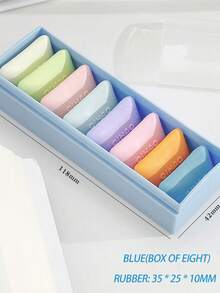 8 件/包 創意泡泡糖形狀橡皮擦,帶網狀包裝,可愛學生文具套裝 - 藍色 - 查看 2