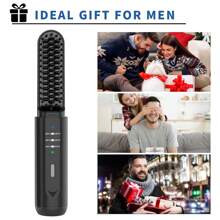 Beard Straightener For Men, Cordless Quick Heating Beard Straightener Brush, 2 In 1 For Beard & Hair Comb, Scalding Protection/Mini Size/Portable, Three Temperatures For Long, Medium & Short Beards(BLACK) - Black - View 9