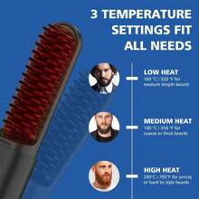 Beard Straightener For Men, Cordless Quick Heating Beard Straightener Brush, 2 In 1 For Beard & Hair Comb, Scalding Protection/Mini Size/Portable, Three Temperatures For Long, Medium & Short Beards(BLACK) - Black - View 4