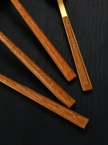 4pcs/24pcs Retro Stainless Steel Flatware Set With Wood Grain Handle, Including Steak Knife, Desert Spoon, Suitable For Kitchen, Hotel, Restaurant, Afternoon Tea And Party Tableware Set - Multicolor - View 6