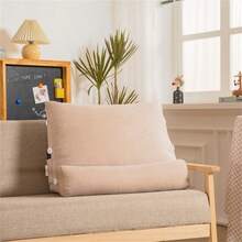 1pc Solid Color Pillow(With Filling), Modern Style Reading Pillow, Body Pillow, Bed Pillow, Rectangle Pillow Suitable For Bedroom, Home Use - Beige - View 5