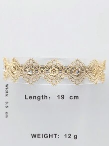 Angel Neitiri 1pc Children's Lace & Rhinestone Headband For Baby Girl - Gold - View 4