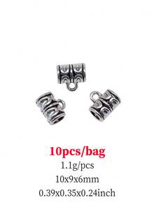 10 件/袋 10x9x6 毫米（0.39x0.35x0.24 吋）古董銀色雕刻圖案管墊片珠大孔珠吊墜適合 Diy 珠寶製作 - 古銀色-10pcs - 查看 4