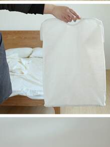 Foldable Laundry Hamper With Simple Style, Fabric, Iron Wire & Wooden Handle, Large Capacity, Ideal For Home Bedroom Bathroom Organizing - Beige - View 5