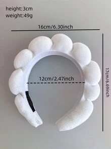 1入白色緞面蓬鬆氣泡頭箍女士頭飾,帶有海綿吸水捲曲辮子,甜美可愛的頭飾,用於洗臉、攝影和禮物贈送 - 白色 - 查看 3