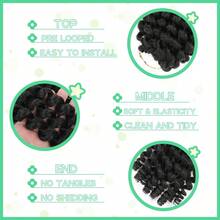 8Packs Wand Curl Synthetic Braiding Hair Extensions 8 Inch Jumpy Wand Curls Crochet Hair Braids Jamaican Bounce Short Curly Crochet Braiding Hair Extensions Fashion Party Christmas New Year Gift For Women - Black - View 6