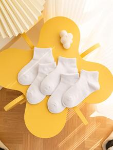 5 雙白色鏤空襪子適合幼兒男孩和女孩