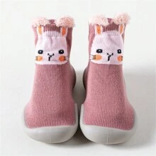 1對嬰兒幼兒鞋與襪子,3d卡通兔子設計,輕盈,透氣,防踢,防滑,防碰撞