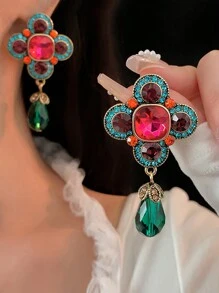 1 đôi Châu Âu và Châu Mỹ Đúng mốt , Tuyệt đẹp , Retro , Medieval , Và Phong cách hiện đại Mạ vàng Pha lê Và Đầy màu sắc Đá quý Kim loại Dangle Hoa tai , Thích hợp Đối với Của phụ nữ Mặc hàng ngày , Món quà , Và Phụ kiện trang sức - Đầy màu sắc - Xem 11