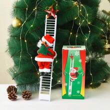 Adorno navideño Santa subiendo escalera para árbol de Navidad, figura decorativa con Papá Noel trepando una escalera roja, diseño clásico festivo ideal para colgar en pinos navideños, guirnaldas, puertas, ventanas o paredes, decoración creativa para hogares, oficinas, tiendas y vitrinas, muñeco de Santa con traje rojo y saco de regalos que aporta un toque divertido y tradicional a la temporada decembrina, material ligero y fácil de colocar, perfecto para crear ambientes festivos y fotografías temáticas, accesorio llamativo para fiestas navideñas, eventos, intercambios o regalos, adorno original que destaca entre luces y esferas, complemento ideal para transformar cualquier espacio en un escenario lleno de espíritu navideño y alegría visual. - Rojo - Ver 3