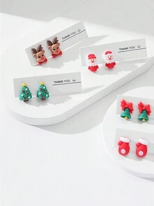 1對卡通聖誕老人主題節慶耳環