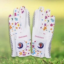 1對正品占優女式高爾夫手套,雙手,pu防滑印花柔軟細膩 - 白色 - 查看 1