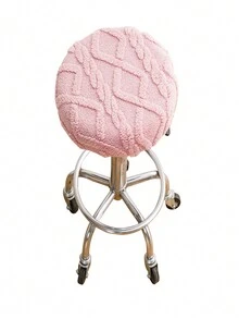 1個多種顏色針織防滑耐磨圓凳套,適用於吧凳,旋轉椅等椅子 - 粉色 - 查看 5