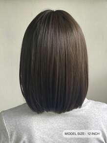 自然中发际线短鲍勃合成耐热假发多色带刘海 12 英寸直发全机器制造日常用于女性自然外观优质合成柔软假发