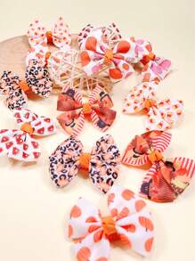 2 件婴儿发夹，带丝带印花蝴蝶结，适合日常、节日、阵亡将士纪念日、装扮照片等