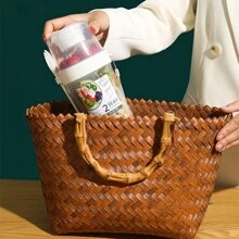 1 cái Cốc đựng salad ăn sáng, hộp đựng thực phẩm ăn sáng, hộp đựng trái cây và rau quả nhẹ di động có nắp đậy nĩa, cốc đựng sữa chua, cốc đựng nước giảm cân di động cho trường học, văn phòng, nhà bếp, quà tặng Giáng sinh, đồ dùng học tập - Màu xanh lam - Xem 7