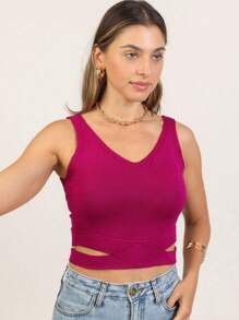 Women Knit Tops - Màu đỏ tím - Xem 1