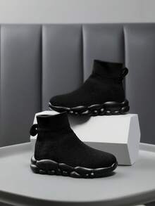 Trẻ em Lưới thoáng khí Đan Vớ Giày dép , Thời trang Cao Giúp đỡ Nhẹ Đáy mềm Trẻ em Giày thể thao , Giày lười Thiết kế Với Chống trượt Đế - màu đen - Xem 3