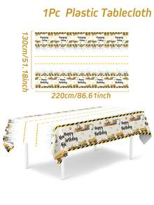 1 Chiếc Khăn Trải Bàn Dùng Một Lần Phong Cách Xe Kỹ Thuật Tiệc Sinh Nhật Với "Chúc Mừng Sinh Nhật", Người Chạy Bàn Trang Trí Hoàn Hảo Chủ Đề Xe Kỹ Thuật Bàn Tiệc Sinh Nhật, Đồ Trang Trí Bàn Tiệc, Khăn Trải Bàn, Người Chạy Bàn - Nhiều màu - Xem 5
