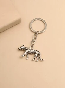 1pc Wild Leopard Shaped Key Chain, Creative Car Pendant Gift Souvenir - Silver - View 4