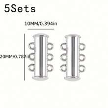 5 件組分層強磁扣鏈扣滑塊管掛鉤用於珠寶製作發現項鍊手鍊連接器 - 彩色 - 查看 7