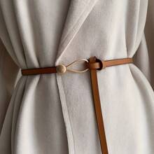 Elegant 1pc Camel-Colored Simple Decorative Belt For Women, Suitable For Matching Coat, Skirt, Shirt And Sweater, Ins Style Knotted Waist Decoration For Women