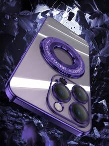 Father's Day Magnetic Ring Shockproof Case Soft Cover Compatible With IPhone 15 14 13 12 11 Pro Max Plus Invisible Kickstand Clear Back Slim Phone Cover - Purple - View 2