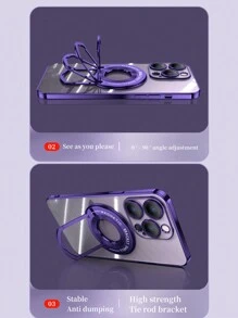 Father's Day Magnetic Ring Shockproof Case Soft Cover Compatible With IPhone 15 14 13 12 11 Pro Max Plus Invisible Kickstand Clear Back Slim Phone Cover - Purple - View 4