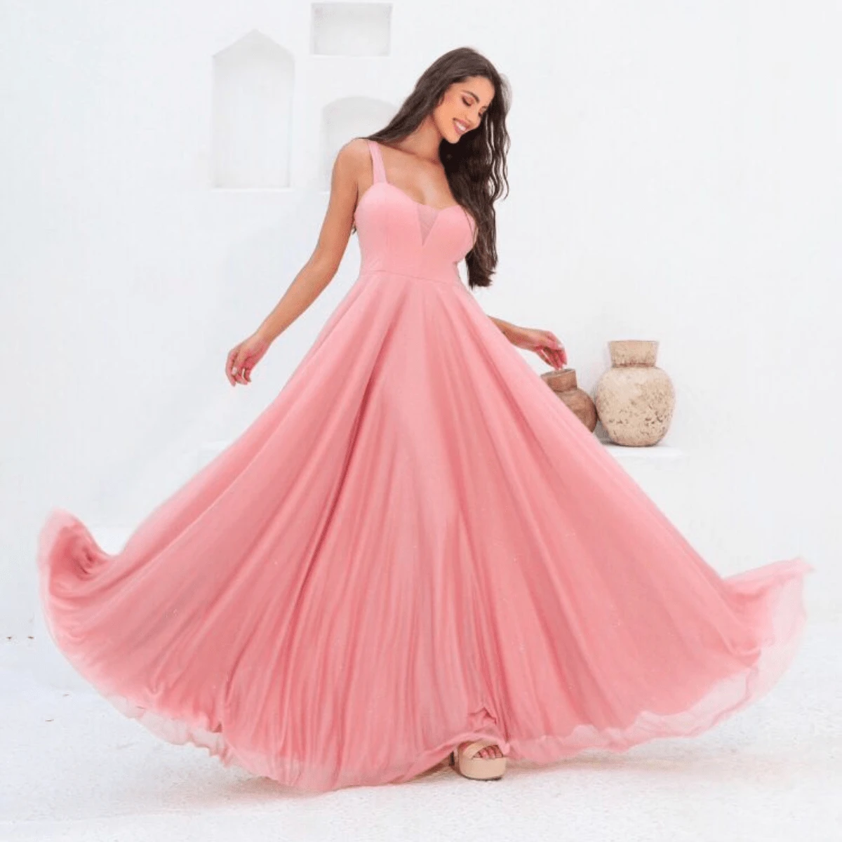 Women Dresses - 乾枯玫瑰色 - 查看 1