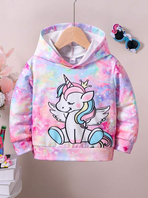 Kids' Unicorn Cartoon Pattern Printed Hoodie