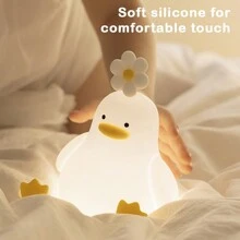Cute Duck Night Light Silicone Dimmable Nightlight Rechargeable Bedside Touch Lamp Room Decor for Bedroom, Stocking Stuffers for Thanksgiving Christmas