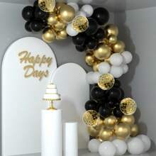 20 Pcs 12 Inch Latex Confetti Balloons Kit With Ribbons For Birthday Wedding Anniversary Graduation Party Decorations - Black - View 5