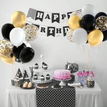 20 Pcs 12 Inch Latex Confetti Balloons Kit With Ribbons For Birthday Wedding Anniversary Graduation Party Decorations - Black - View 3