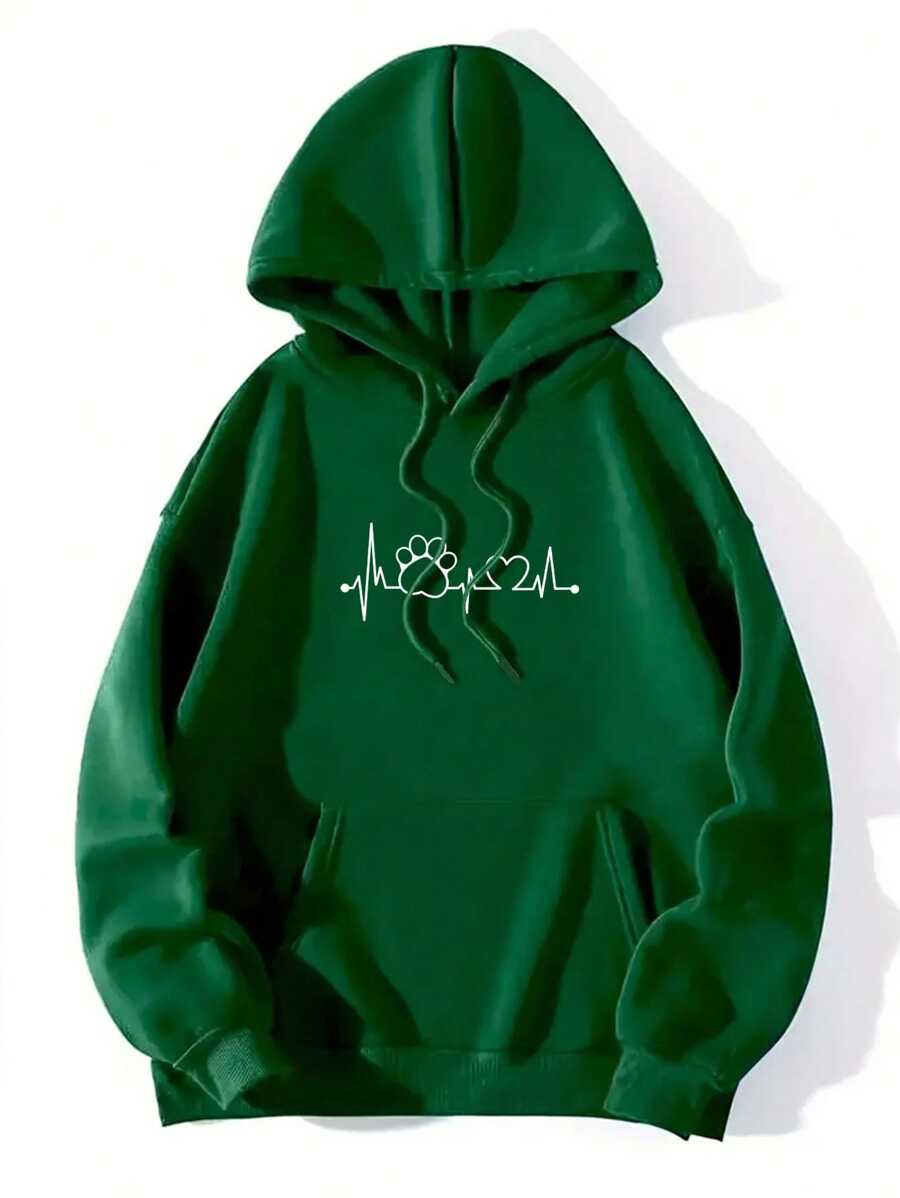 MURAMASA Capucha térmica con estampado de corazón con cordón - Verde - Ver 1