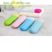 1pc Candy-colored Portable Toothbrush Holder, Travel Toothbrush And Toothpaste Storage Case With Toothbrush Cover - Pink - View 2