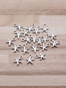 20pcs/Bag 12x10mm (0.47x0.39inch) Antique Silver Color Starfish Charms Pendant For DIY Jewelry Making - Antique silver-20pcs - View 3
