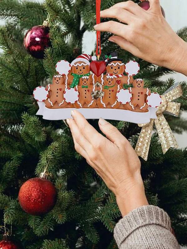 1pc Famiglia Di Pan Di Zenzero Personalizzata Di 6 Decorazioni Da Appendere Per Natale, Un Design Nostalgico, Regalo Personalizzato 2023 Per Genitori, Nonni