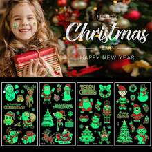10入組聖誕發光彩貼紙,適用於兒童,防水紋身貼紙,兒童男女迷你發光貼紙,聖誕禮物 - 彩色 - 查看 2