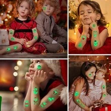 10入組聖誕發光彩貼紙,適用於兒童,防水紋身貼紙,兒童男女迷你發光貼紙,聖誕禮物 - 彩色 - 查看 3