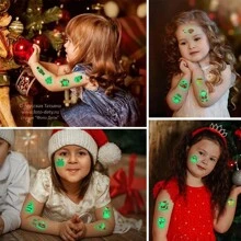 10入組聖誕發光彩貼紙,適用於兒童,防水紋身貼紙,兒童男女迷你發光貼紙,聖誕禮物 - 彩色 - 查看 4