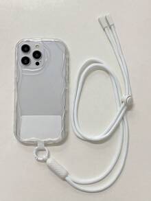 1入組帶有奶油大理石紋理和頸帶的鏡面殼,適用於iphone/galaxy/xiaomi/redmi/oppo - 無色 - 查看 5