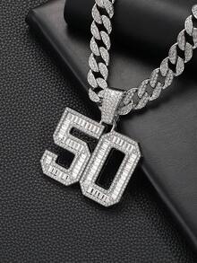 1 Miếng Nam Hình vuông Hợp kim Kẹo màu Pha lê 50 Số Vòng cổ mặt dây chuyền , Đúng mốt Và Linh hoạt - mặt dây chuyền kẹo đá số 50 - Xem 4