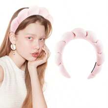 1 件化妝髮帶,女士水療頭帶,護膚洗臉用泡泡頭帶,毛巾布織物頭帶,臉部頭帶,髮飾,女士卸妝蓬鬆海綿髮帶